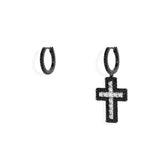 Black Asymmetric Cross Earrings