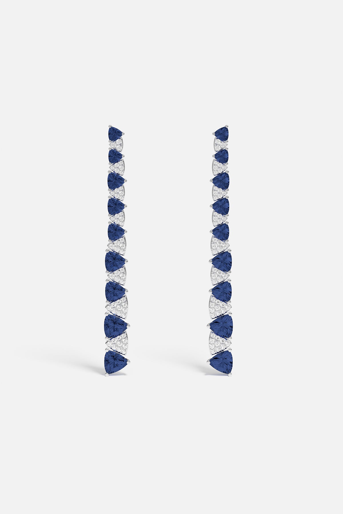 White & Blue Triangle Drop Earrings