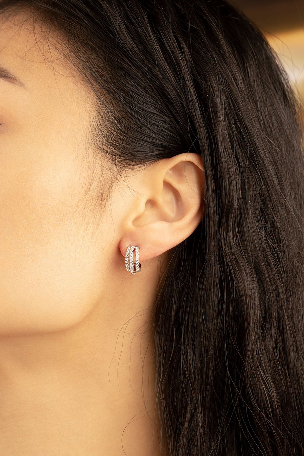 APM Monaco Triple Hoop Earrings in Silver