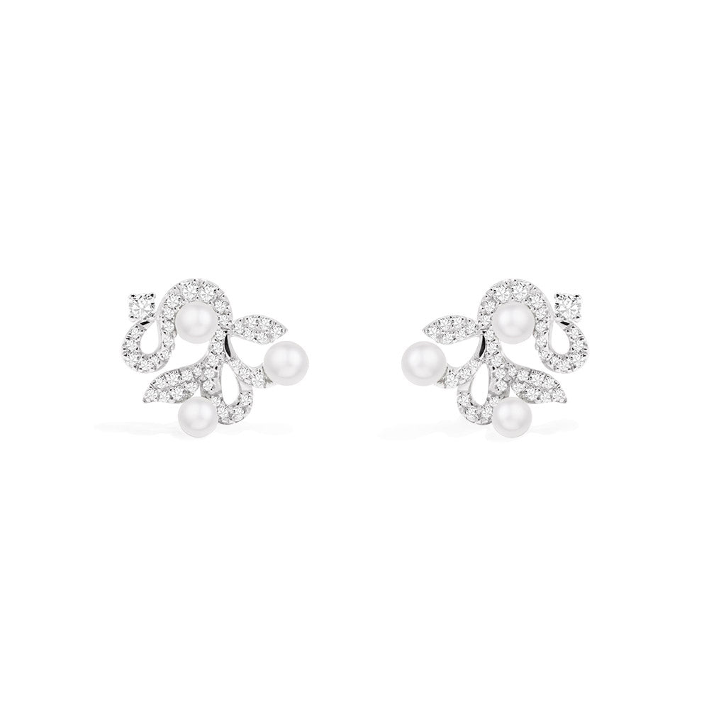 APM Monaco Flower Stud Earrings With Pearls Jewelry in Silver