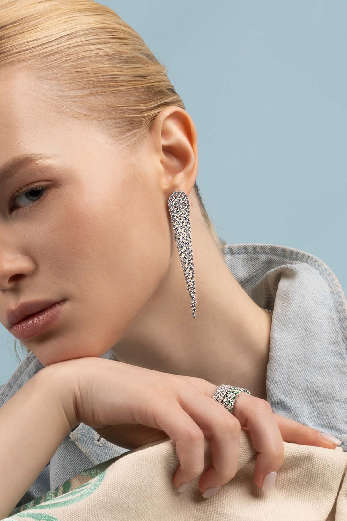 APM Monaco Statement Drop Earrings in Silver