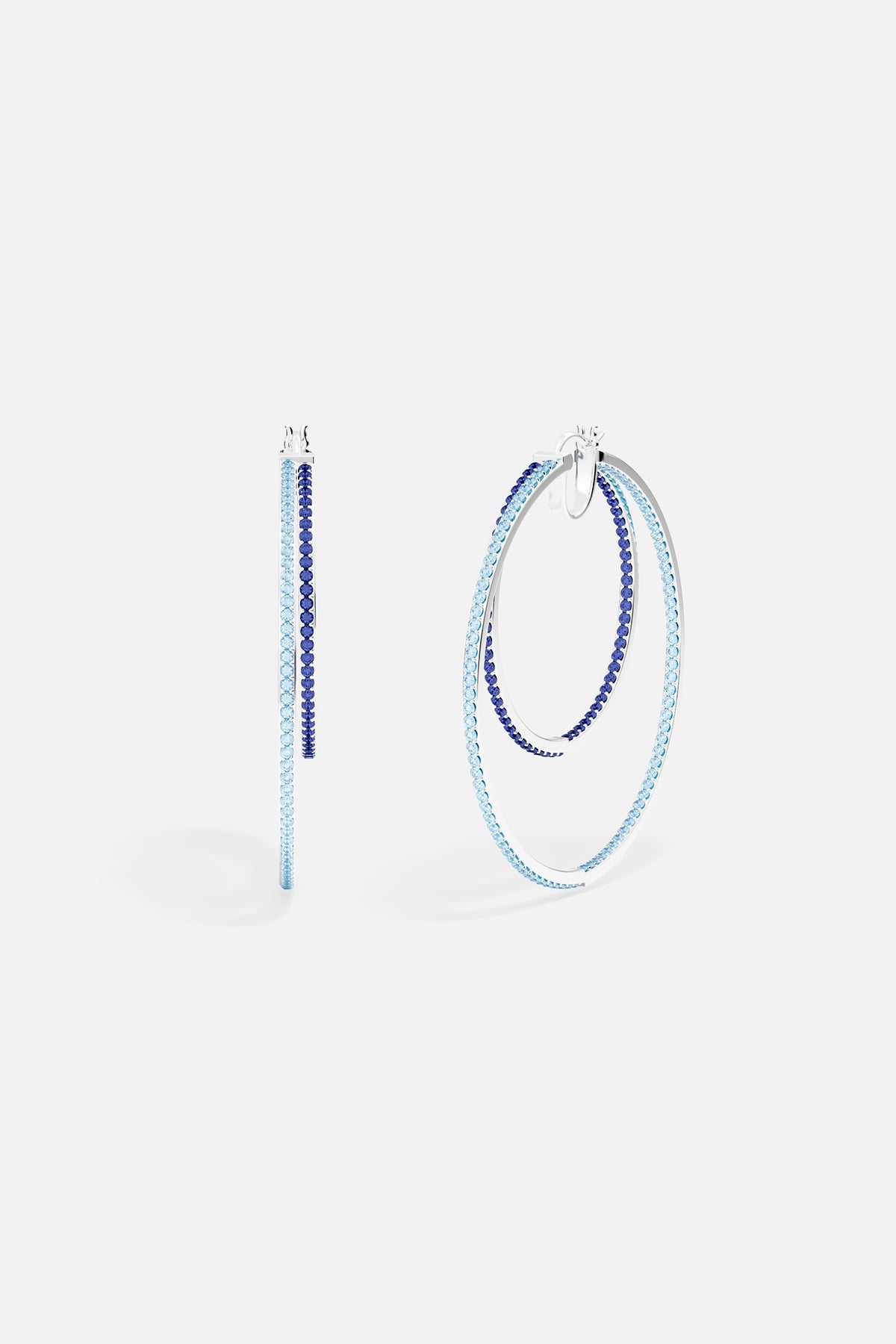 Statement Aqua Linear Hoop Earrings