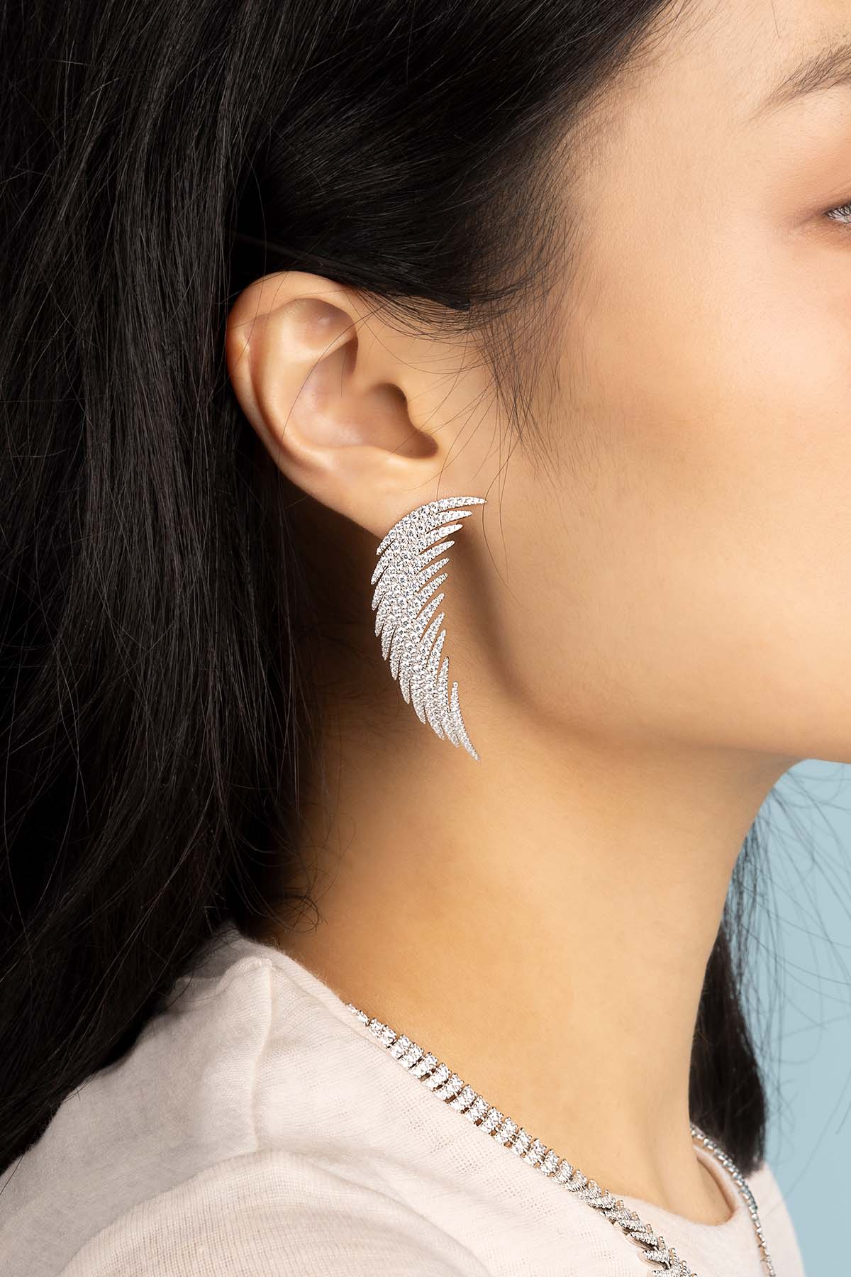 APM Monaco Statement Palm Earrings in Silver