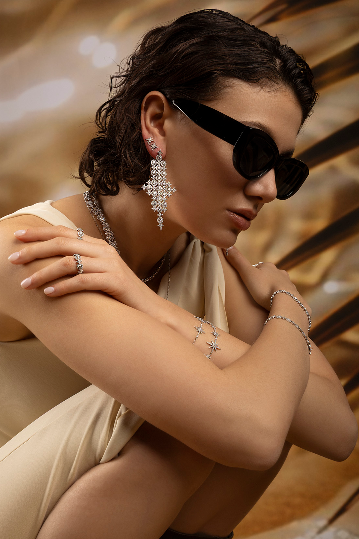 APM Monaco Météorites Stud Earrings in Silver worn on ear