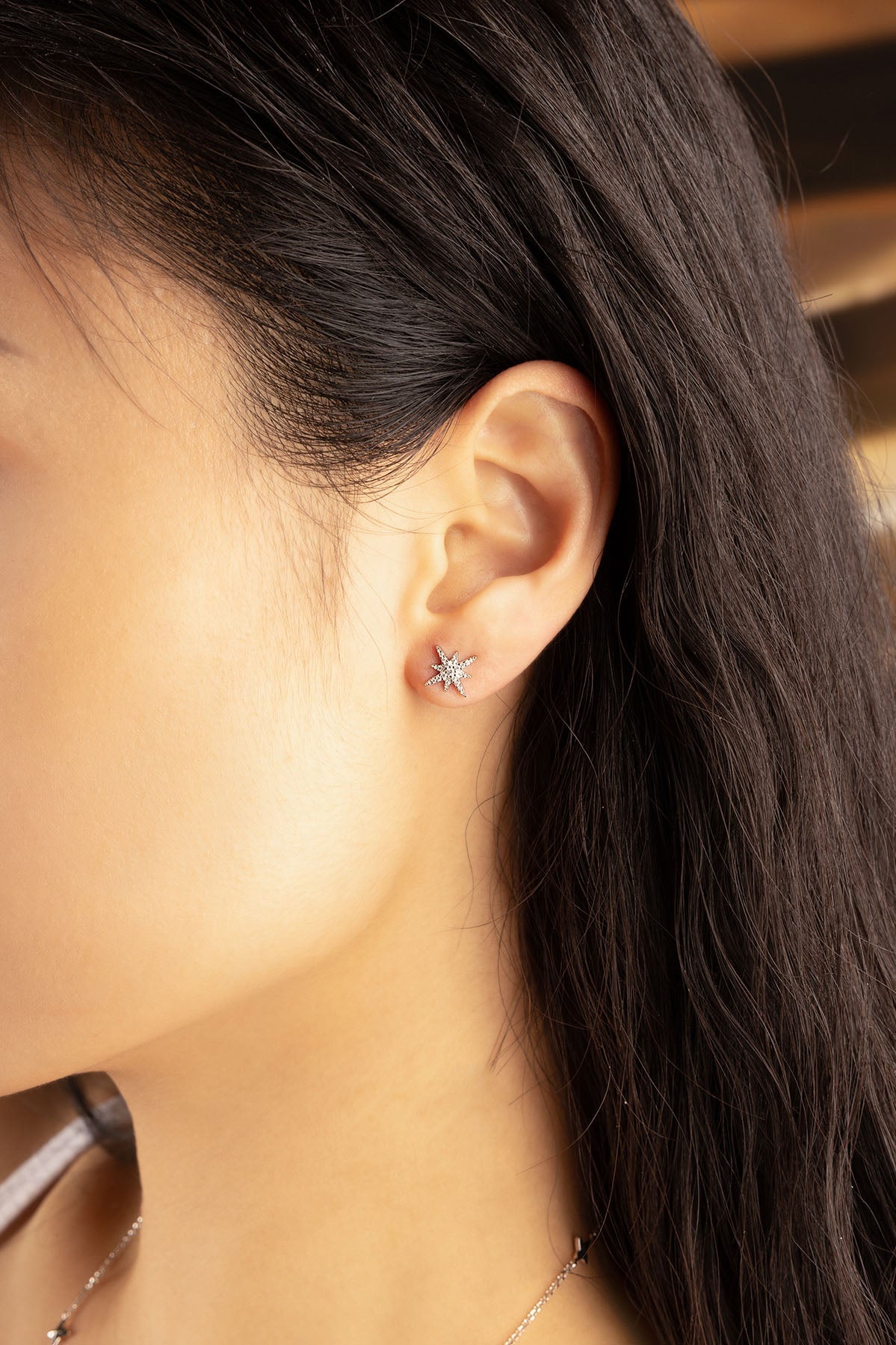 APM Monaco Météorites Stud Earrings in Silver worn on ear