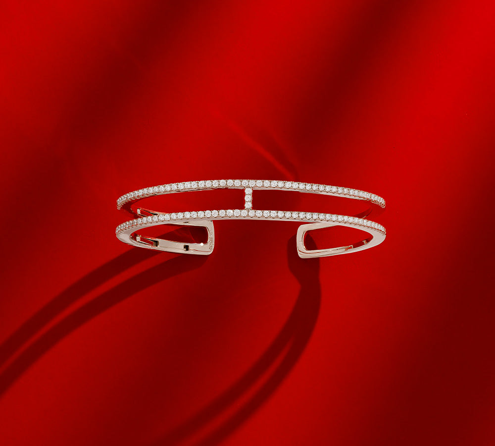 APM Monaco Collection Croisette Pave Double Line Bracelets