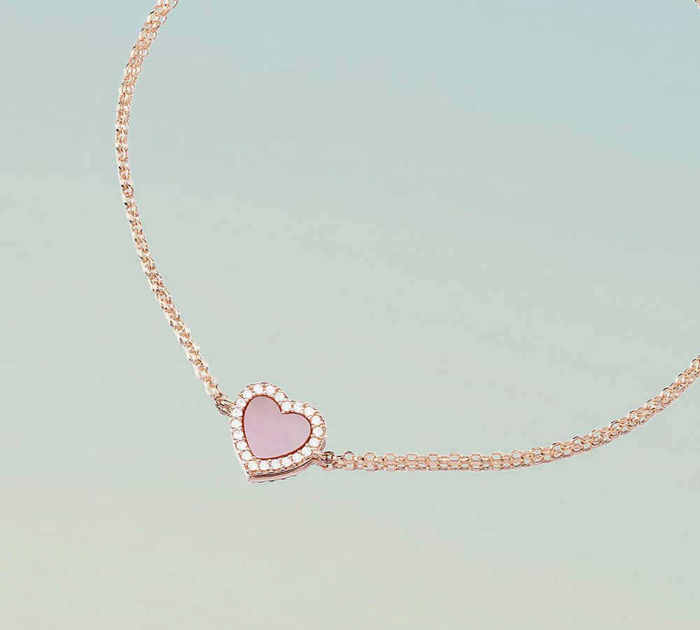 APM Monaco Collection Eternelle Pink Nacre Heart Bracelet