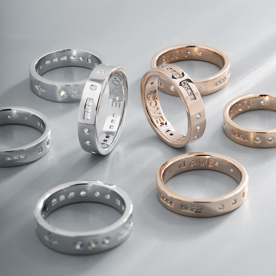 APM-Monaco-Collection-Morse-Rose-Silver Love Rings