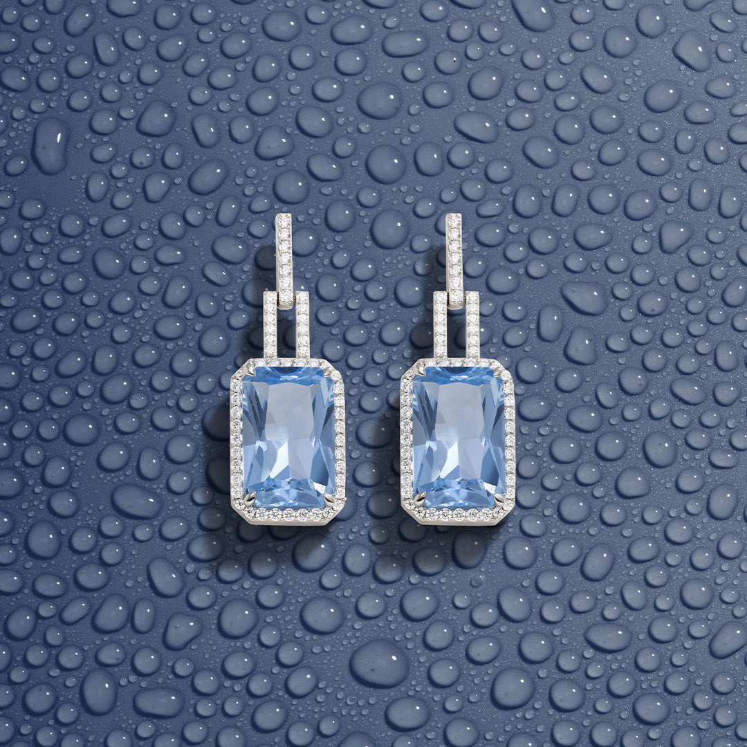 APM Monaco Statment Lagoon Blue Earrings in sterling silver