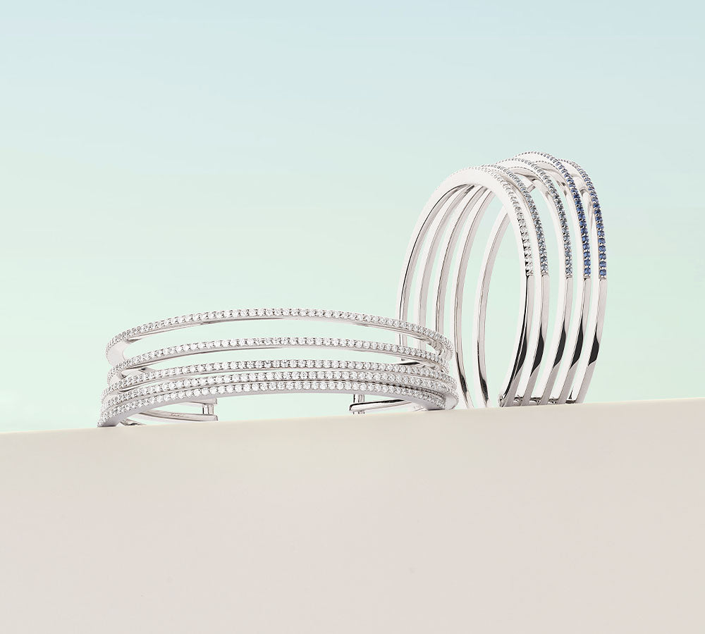 APM Monaco Collection Printemps Linear-Pave Bangles