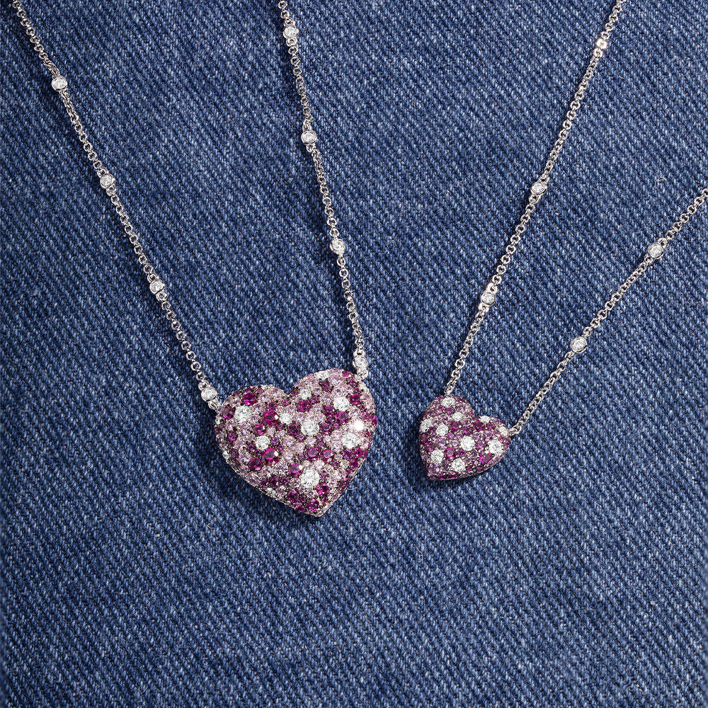 APM-Monaco-Collection-Valentine-Multicolor Heart Necklace Silver 