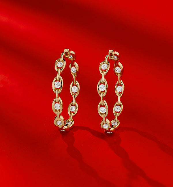 APM Monaco Hiver Pave Chain Earrings Mega Menu