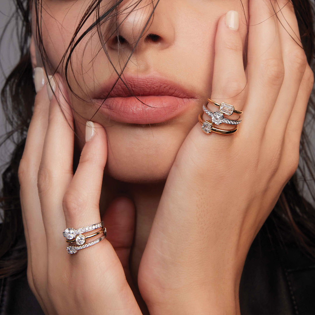Up and Down Ring with Pearls - Silver | APM Monaco