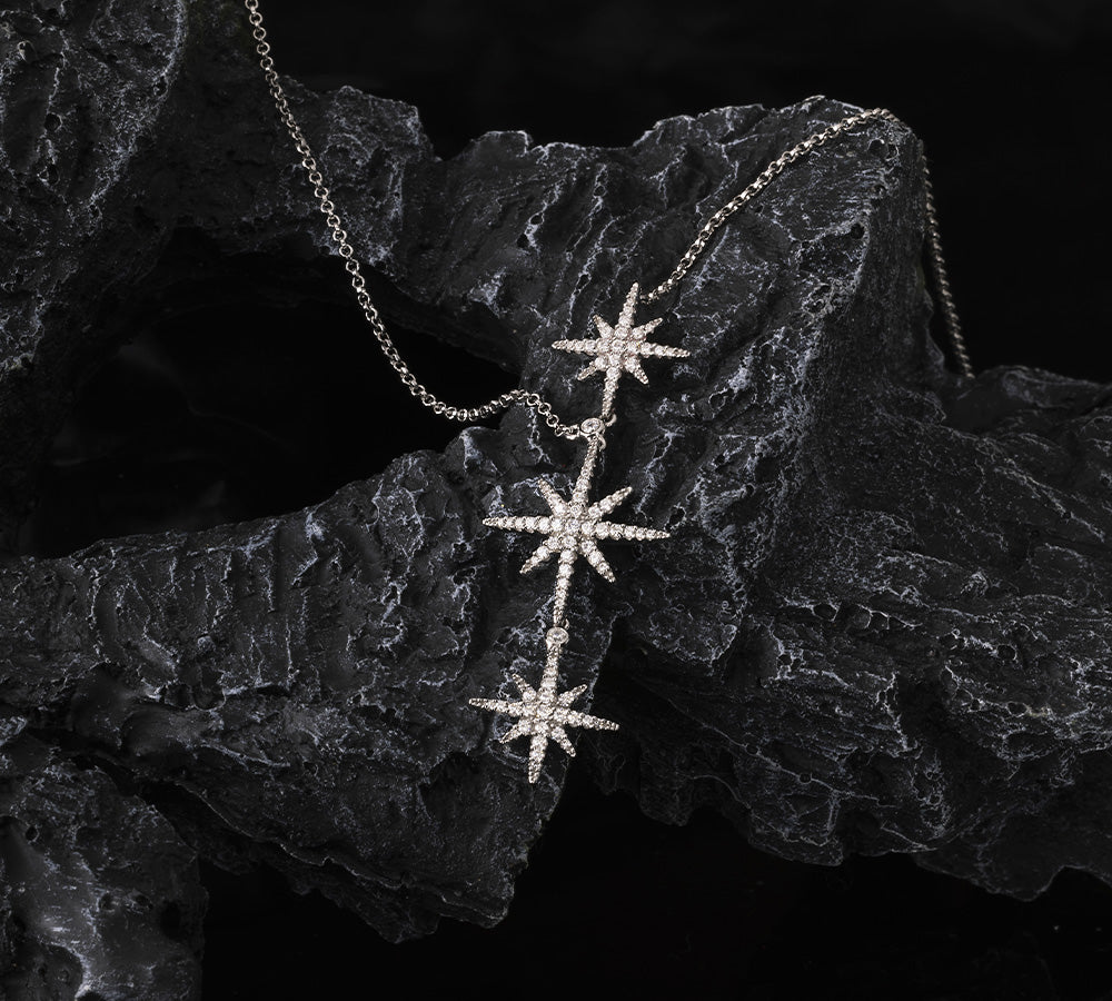 APM Monaco Meteorites Triple Necklace in Silver