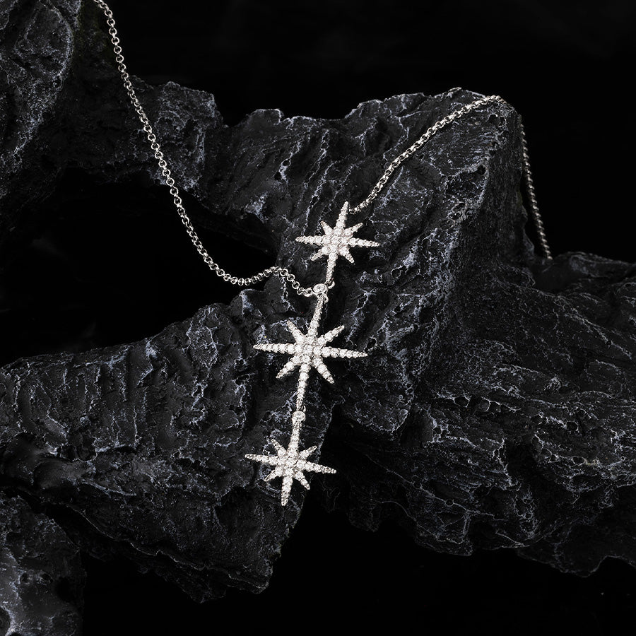 APM Monaco Meteorites Triple Necklace in Silver