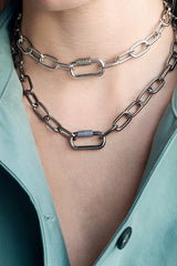 APM Monaco Navy Chain Link (Clippable) in Silver