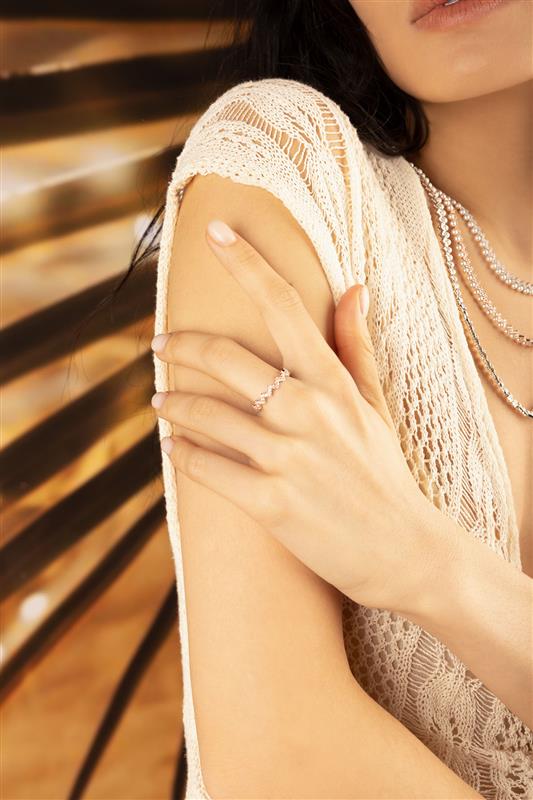 APM Monaco Up and Down Ring in Rose Gold worn on hand