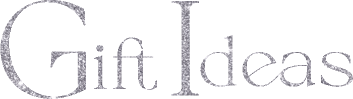Text 'Gift Ideas' in a decorative font on a white background