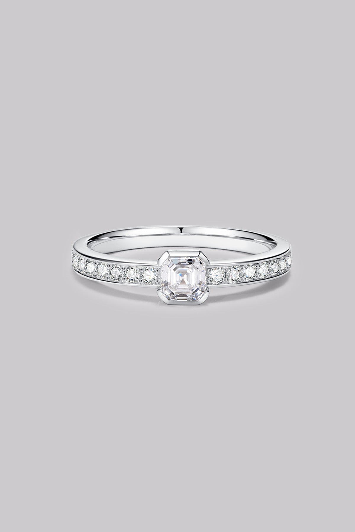 Pavé Asscher Diamond Ring (0.57ct)