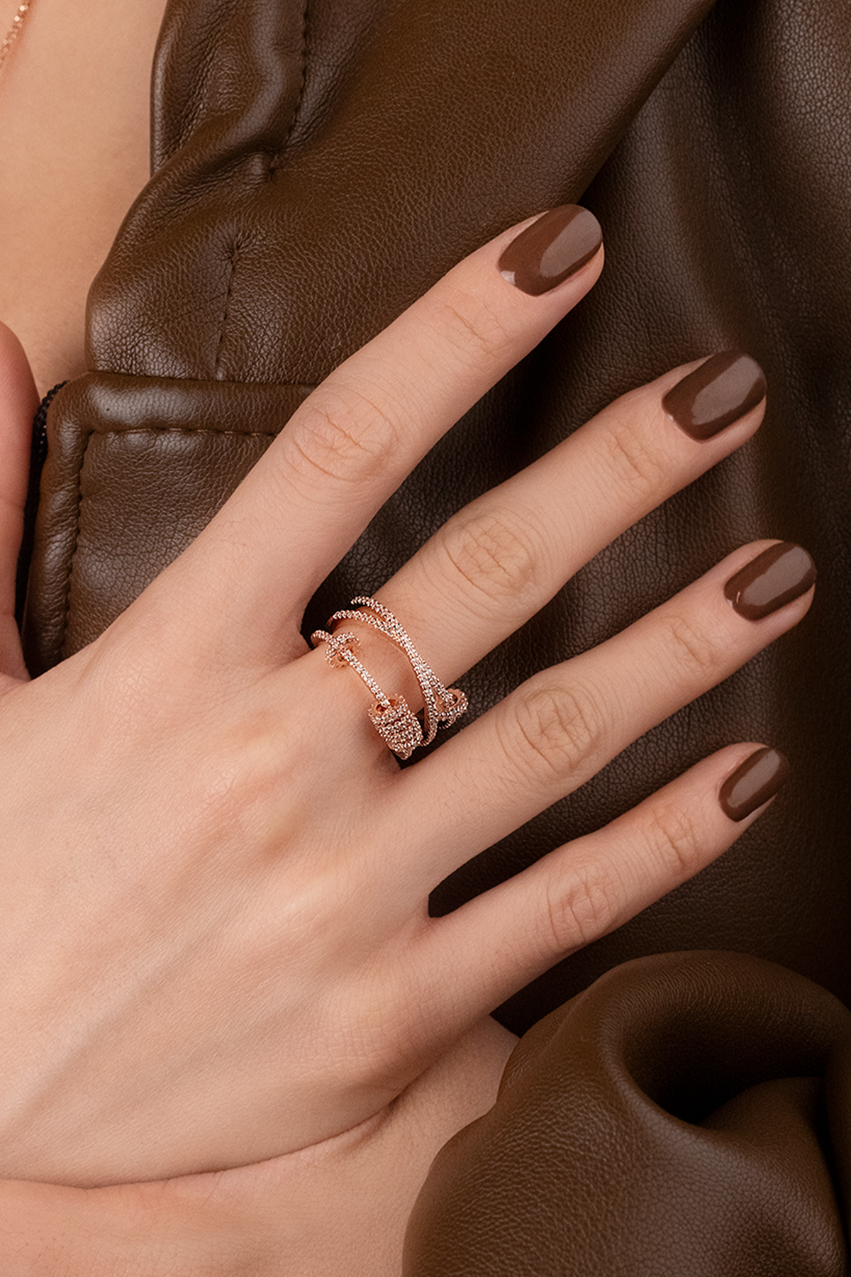 APM Monaco Triple ring with sliding hoops in Rose Gold