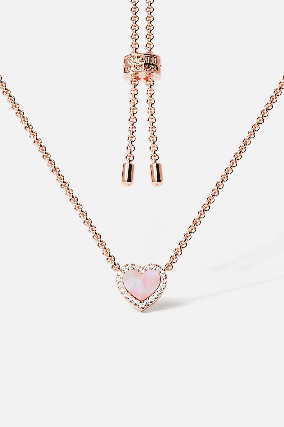 Pink Nacre Heart Adjustable Necklace - APM Monaco