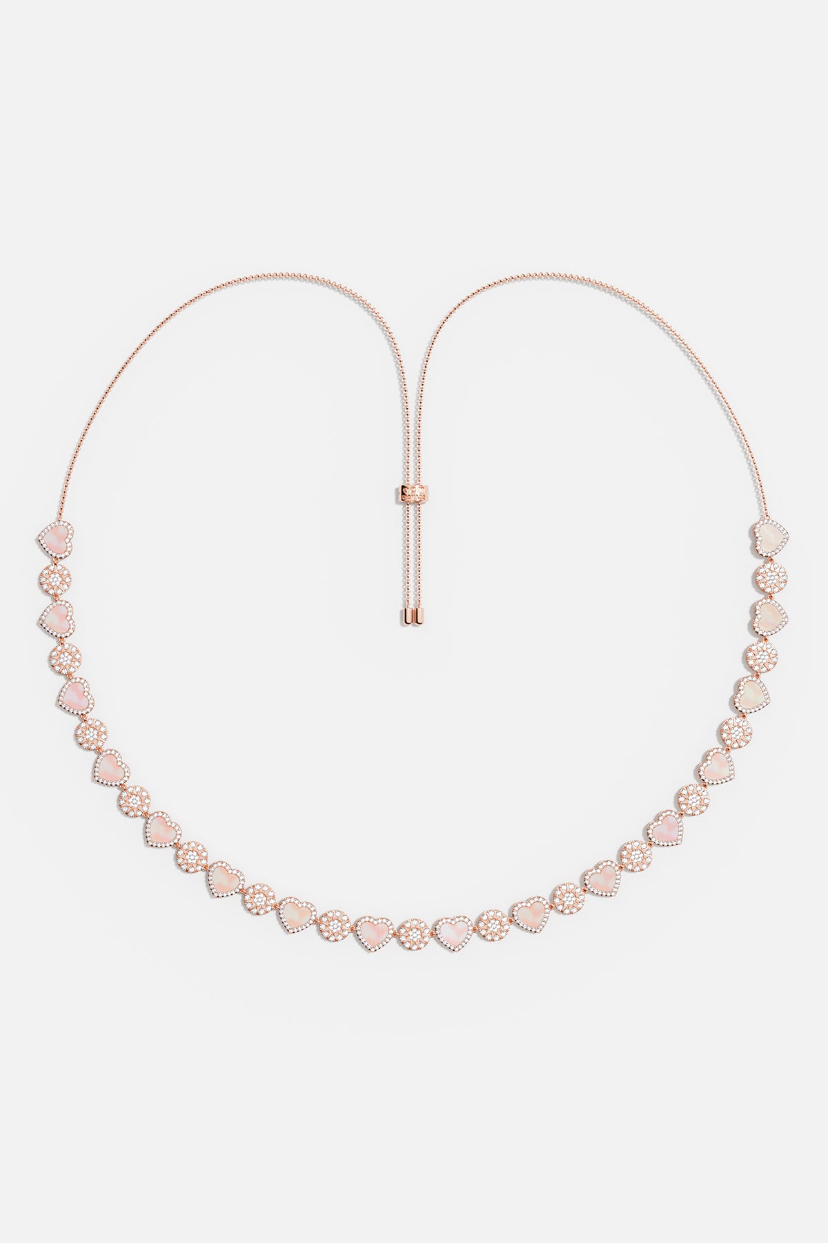 APM Monaco Pink Nacre Heart & Dot Adjustable Necklace - Rose Gold