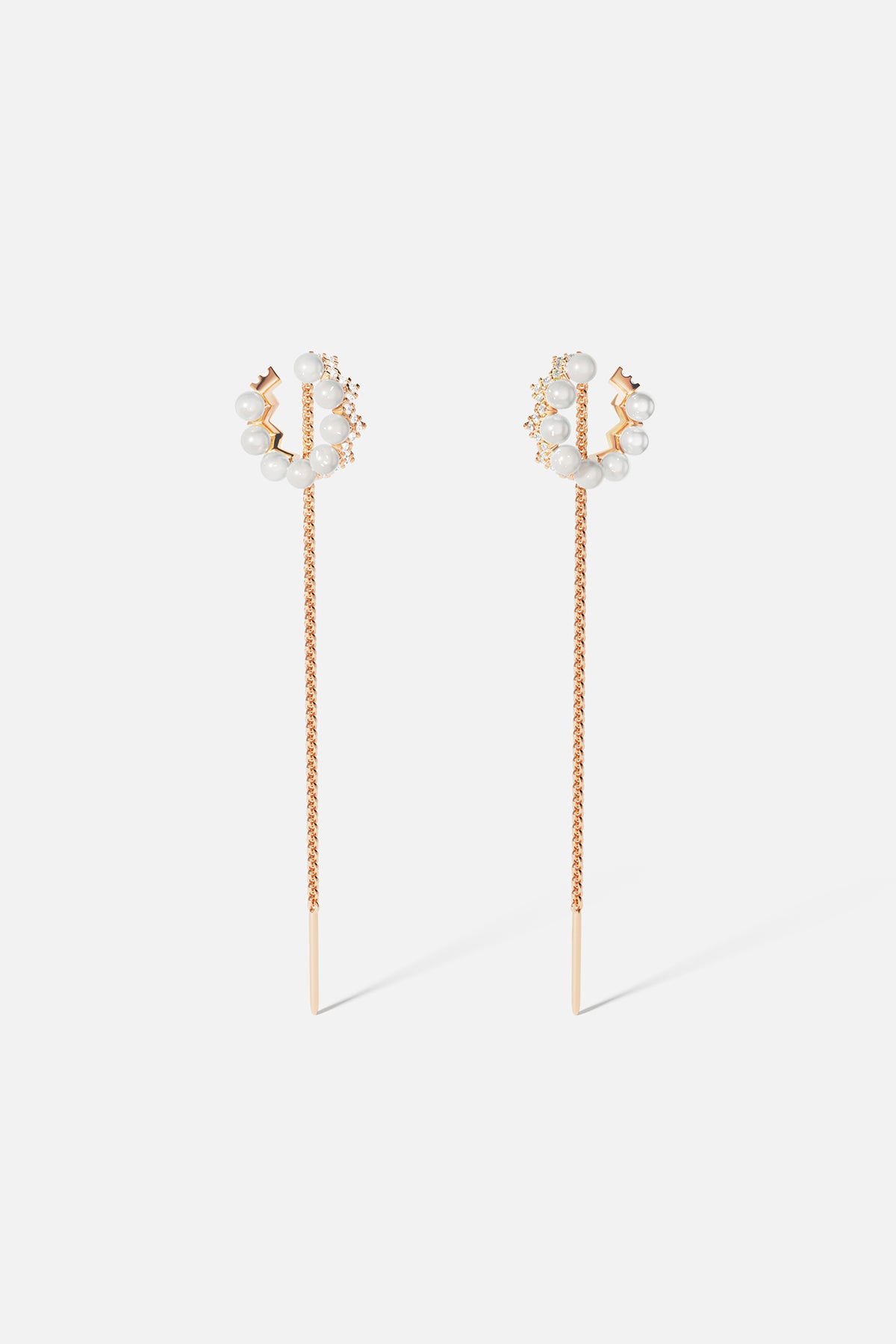 Up and Down Pearl and Chain Ear Cuffs