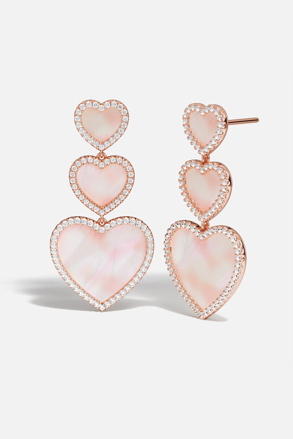 APM Monaco Pink Nacre Heart Earrings - Rose Gold 