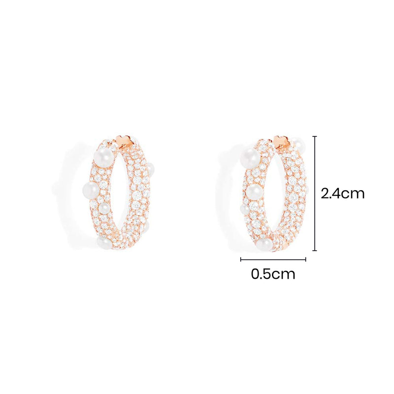 Pavé Hoop Earrings with Pearls