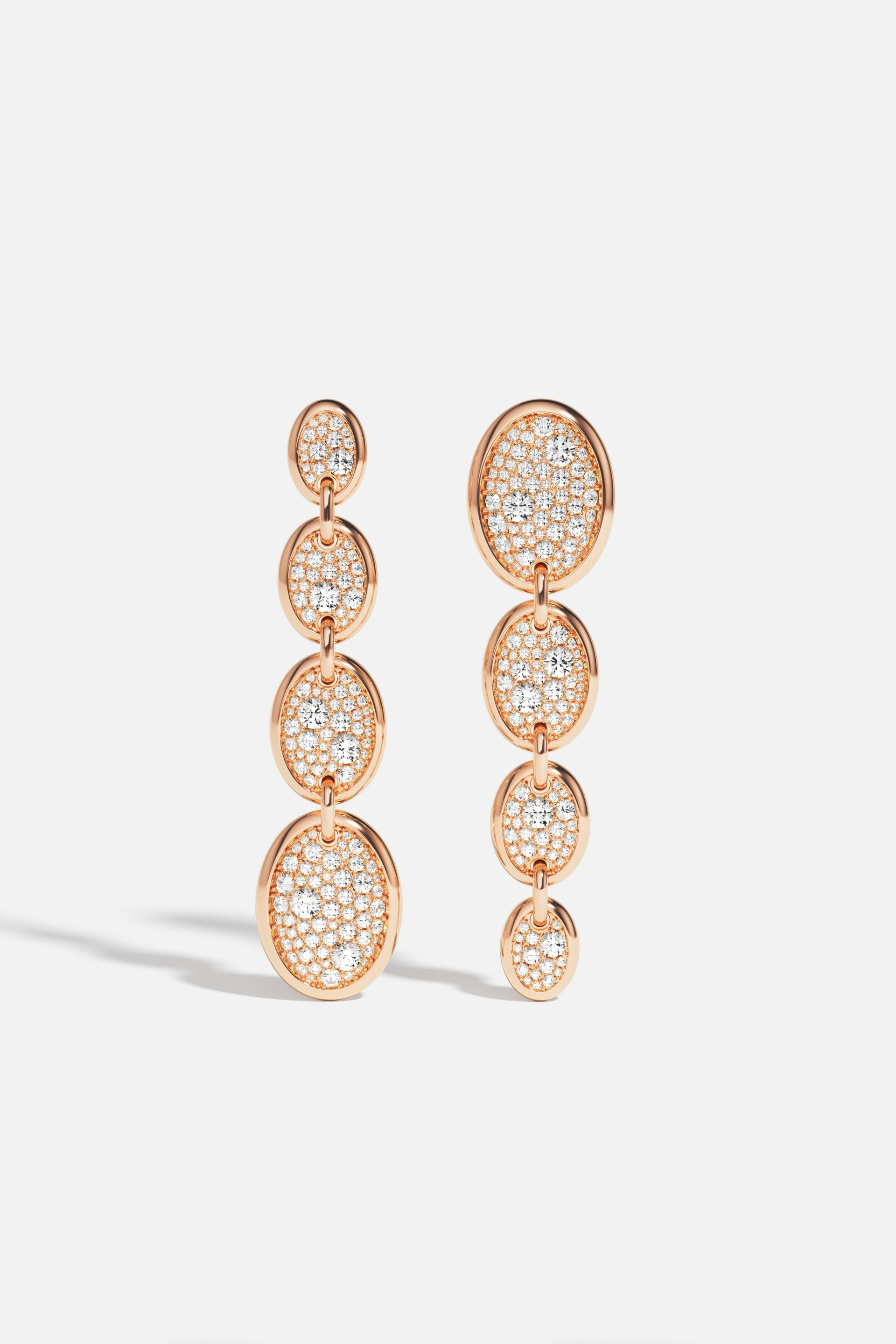 Asymmetric Drop Rose Gold Pavé Earrings