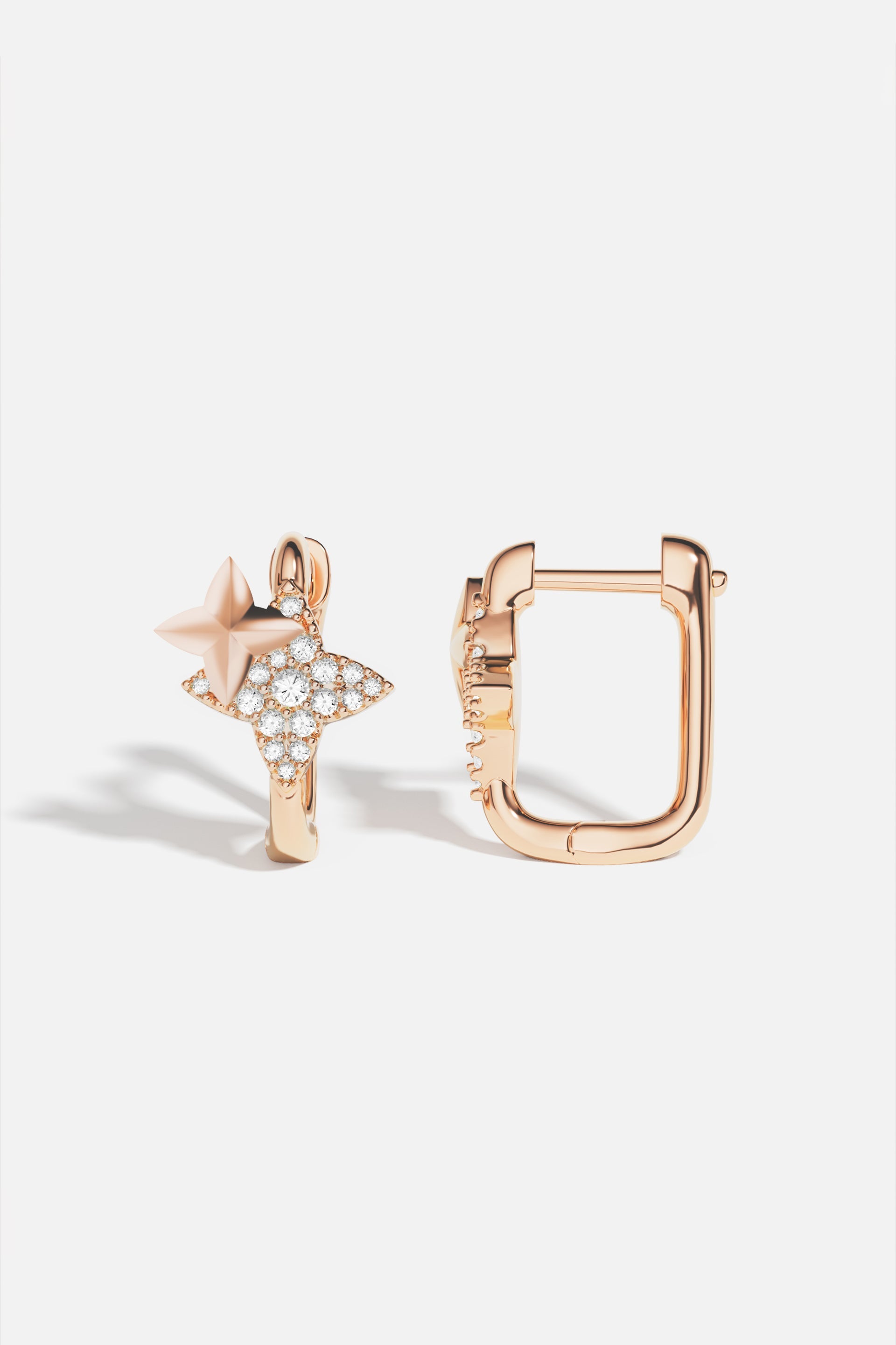 Météorites Rose Gold Square Hoop Earrings