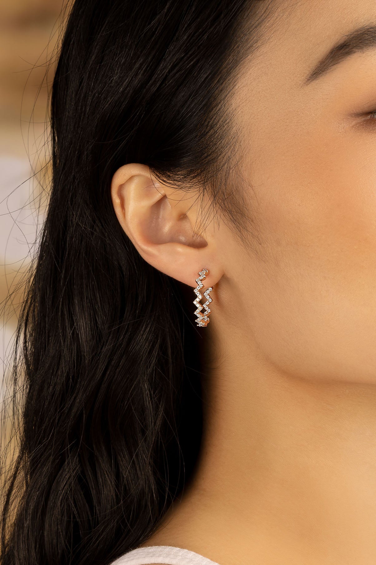 APM Monaco Rose Gold Up and Down Earrings