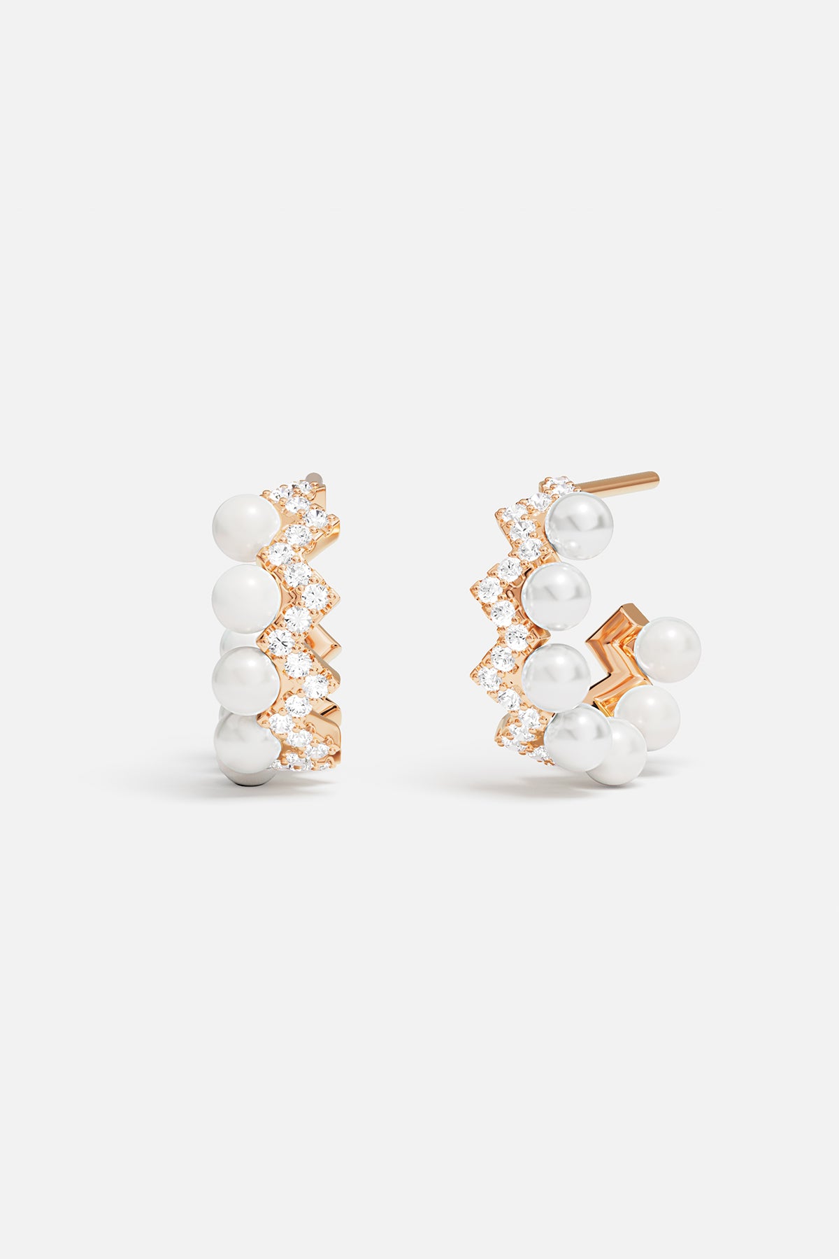 Rose Gold Up and Down Earrings with Pearls