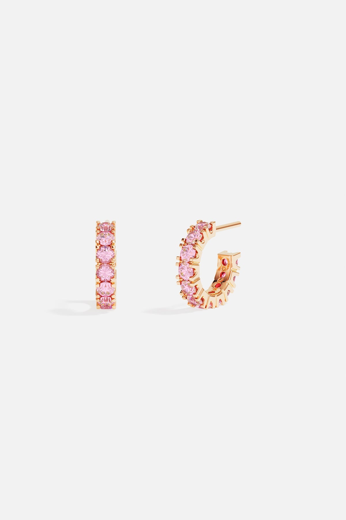 APM Monaco Pavé Huggie Earrings in Rose gold
