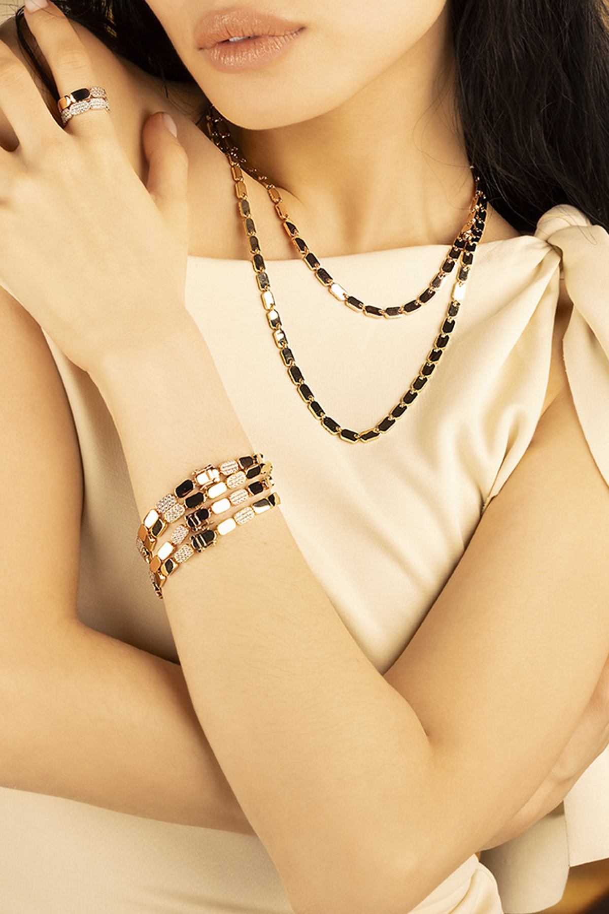 APM Monaco Dainty Adjustable Necklace worn on model