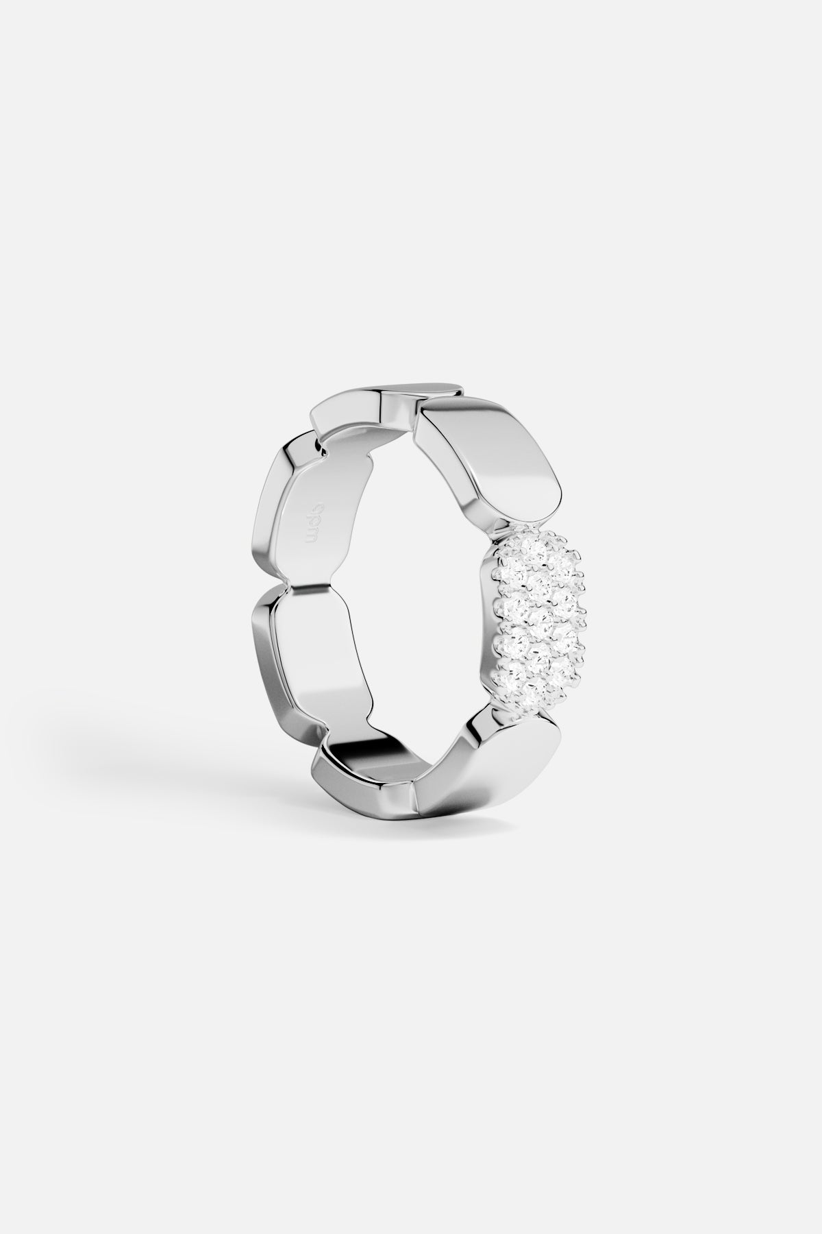 APM MONACO pave silver ring on a white background