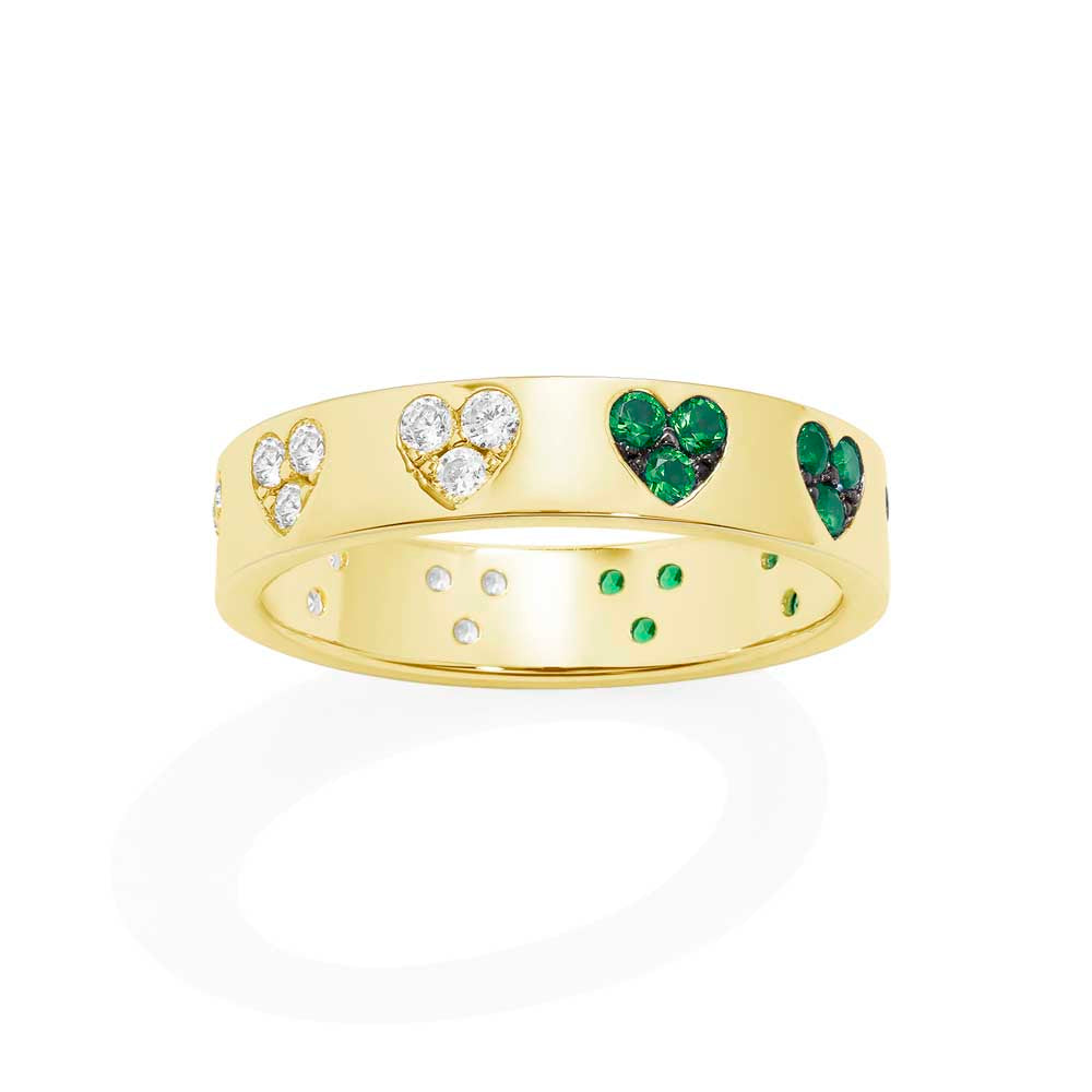 绿色和白色爱心戒指