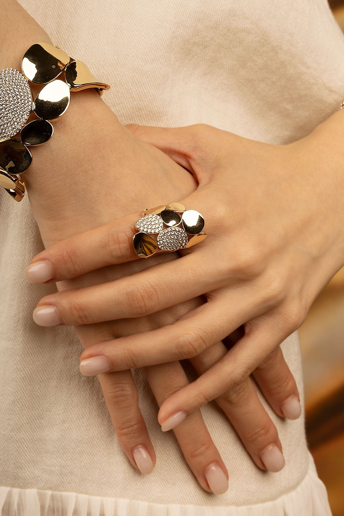 APM Monaco Statement Galet Ring in Yellow Gold