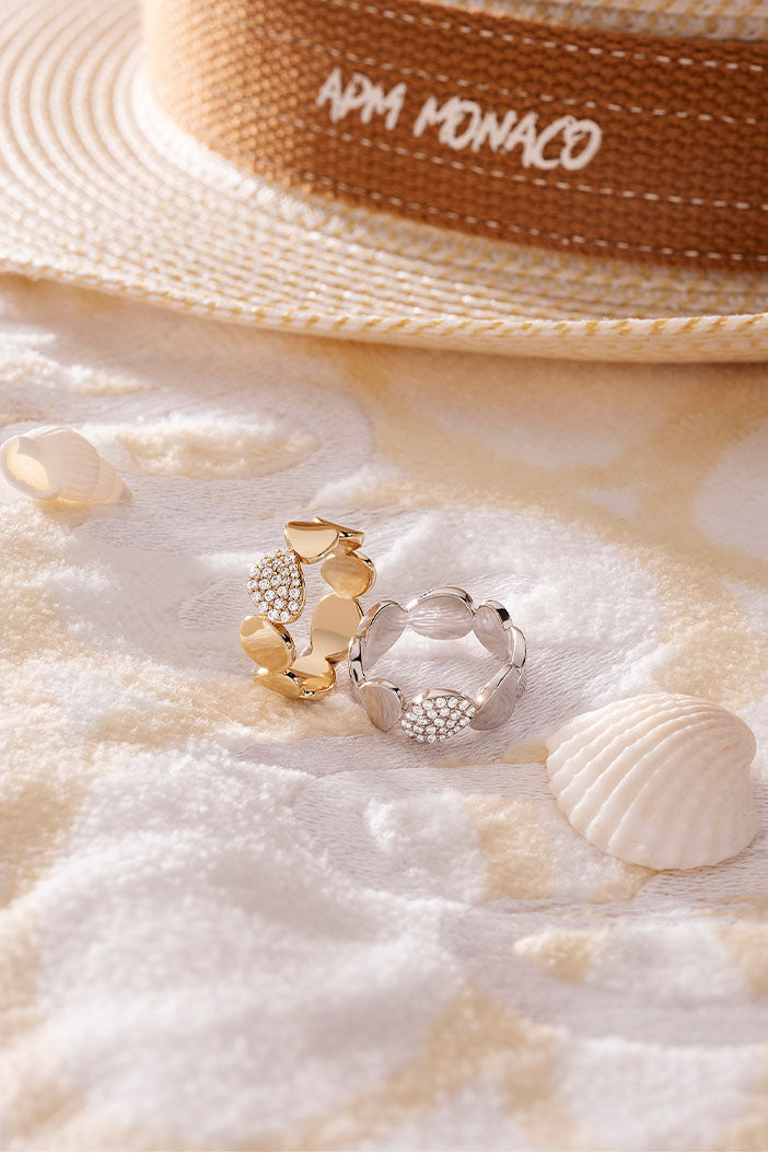 APM Monaco Galet Ring in Yellow Gold on soft blanket