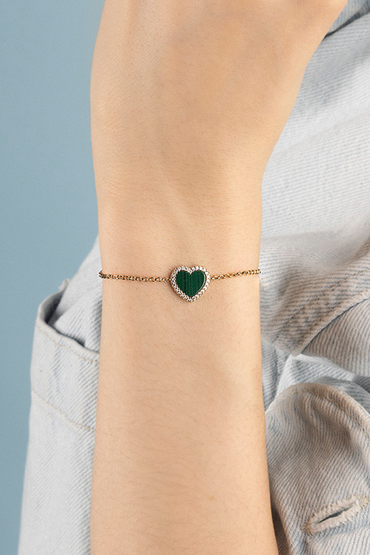 Malachite Heart Adjustable Bracelet