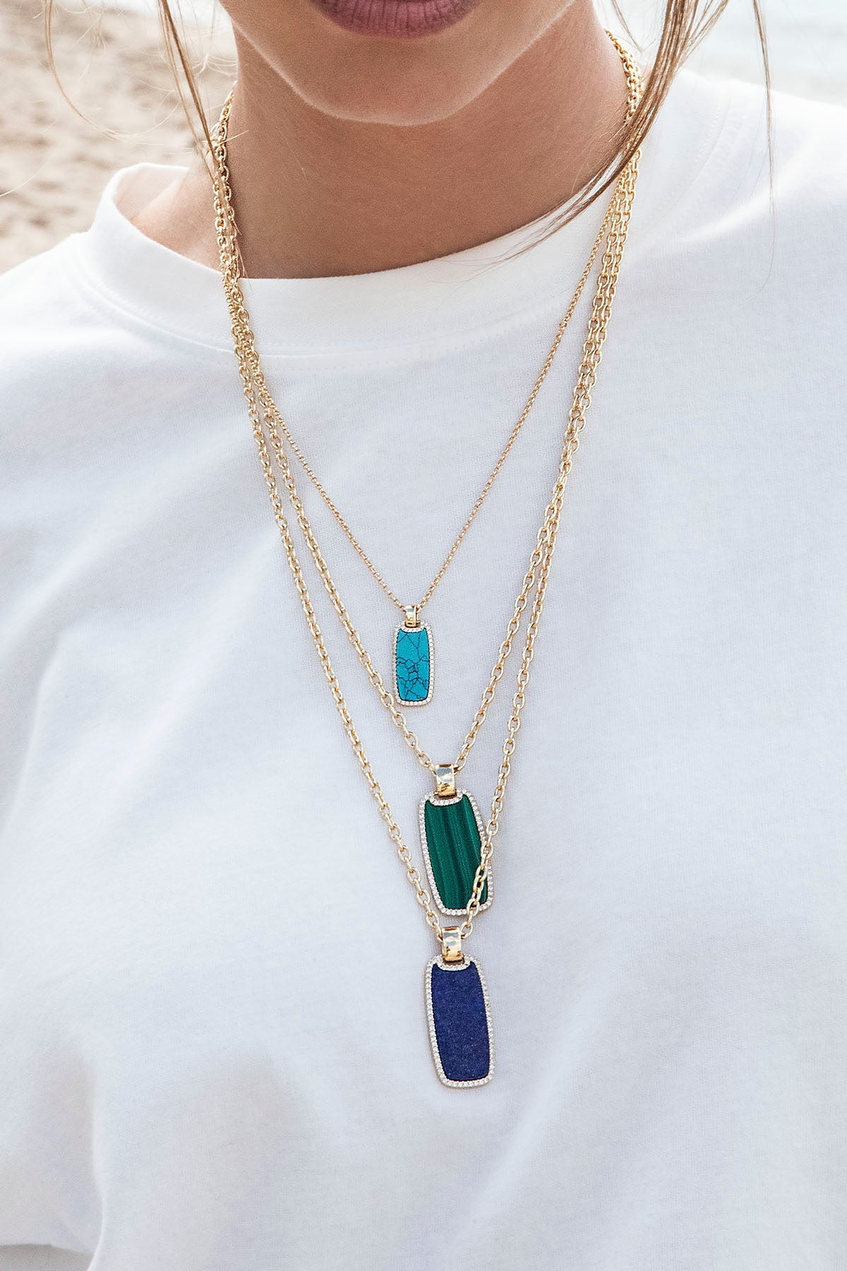 APM Monaco Lapis Lazuli Medal Chain Necklace in Yellow Gold