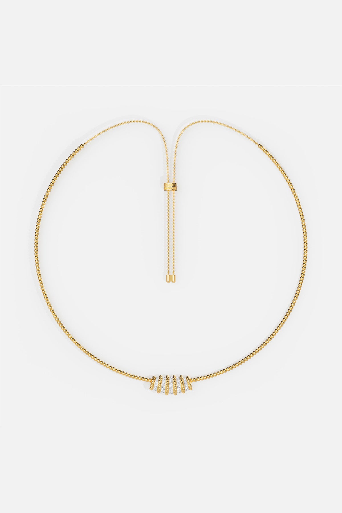 APM MONACO yellow gold torsade Adjustable Necklace with white stones