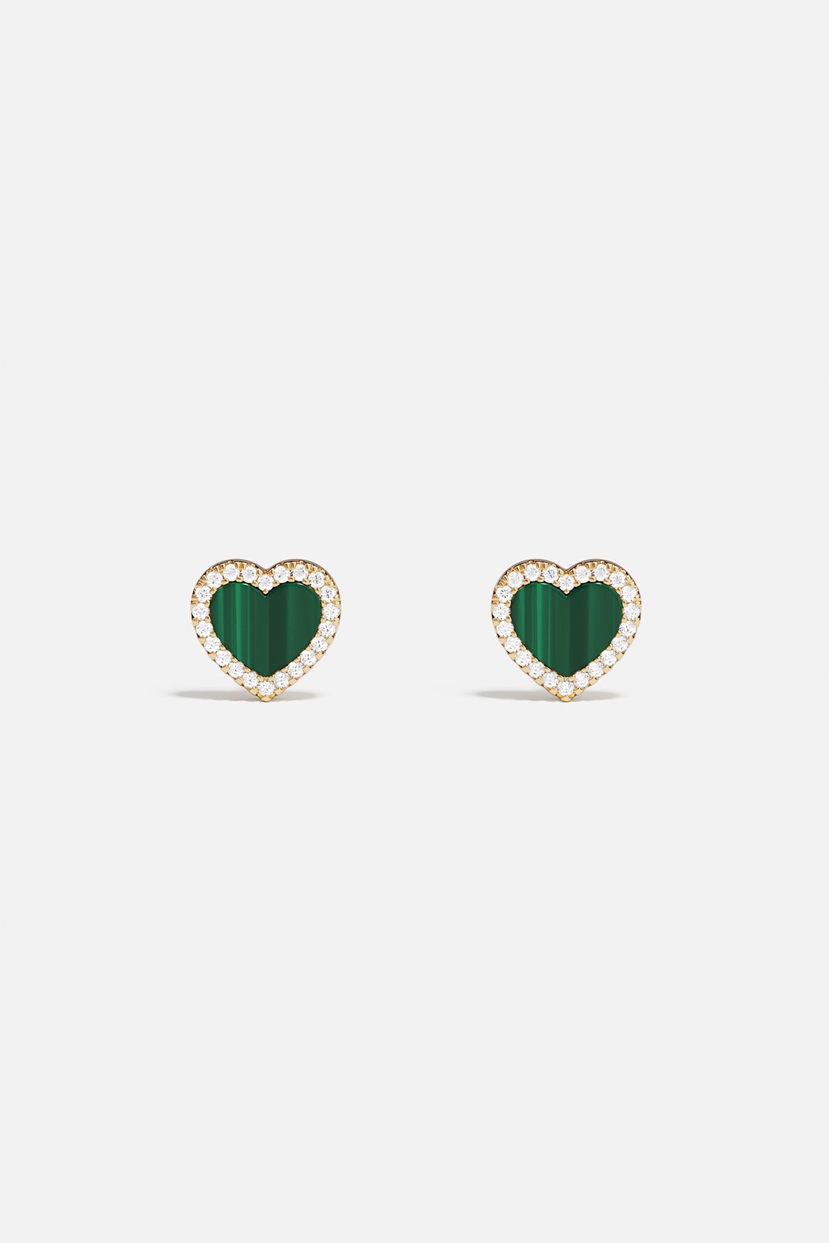 Malachite Heart Stud Earrings