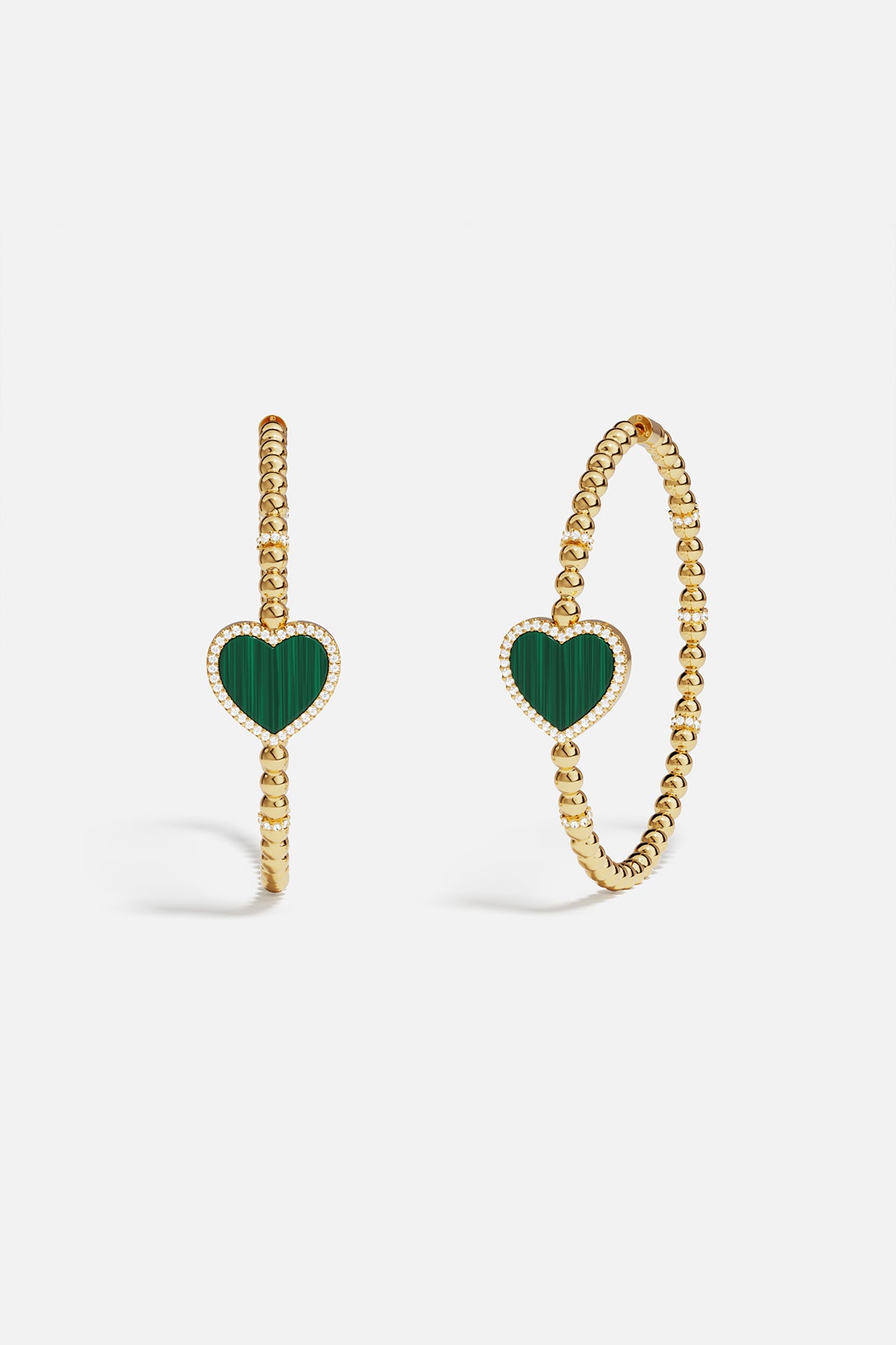 Malachite Heart Hoop Earrings