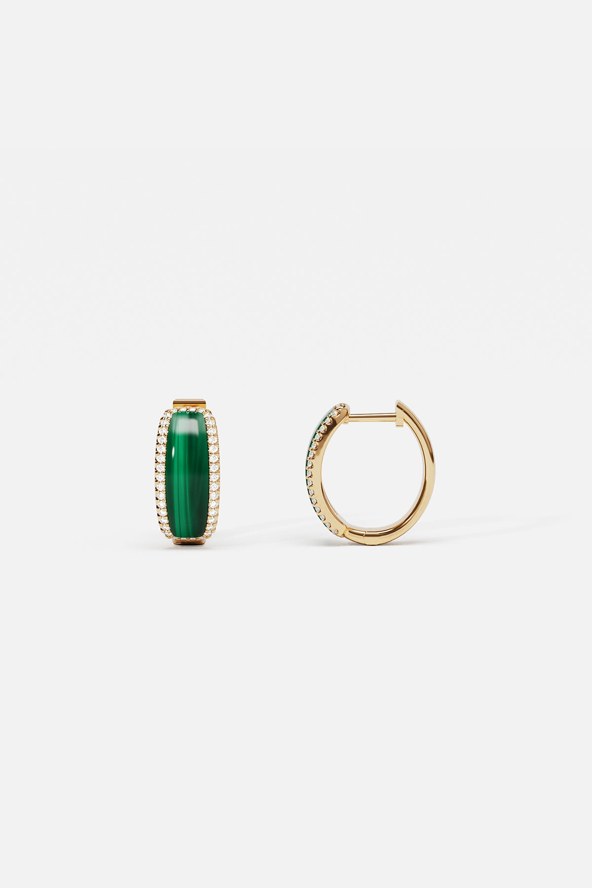 APM Monaco Malachite Hoop Earrings in Yellow Gold