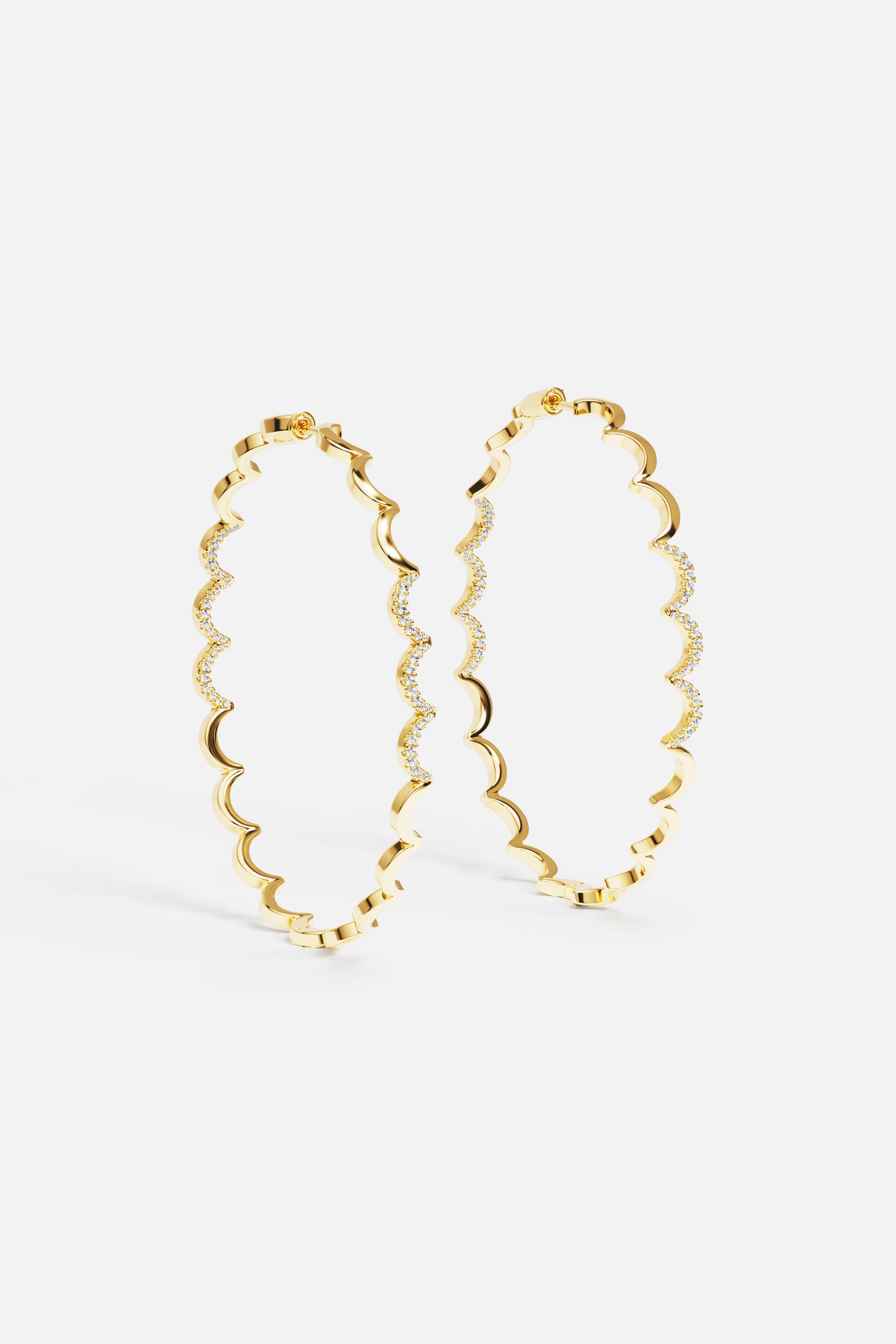 Wavy Gold Hoop Earrings - Large