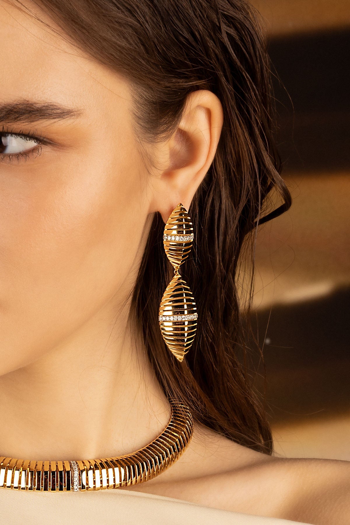 APM Monaco Statement Rayon de Soleil Earrings in Yellow Gold
