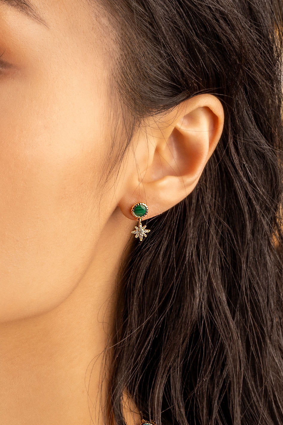 APM Monaco Malachite Météorites Earrings in Yellow Gold