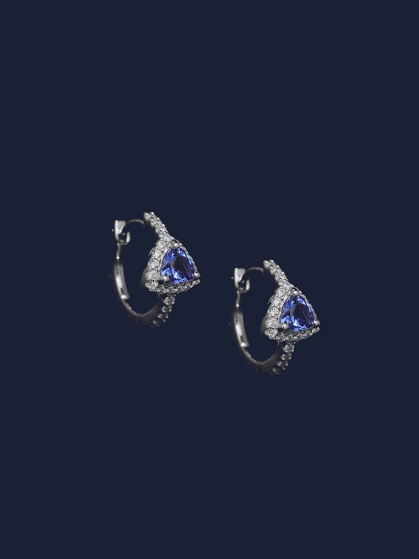Blue Triangle Pavé Hoop Earrings