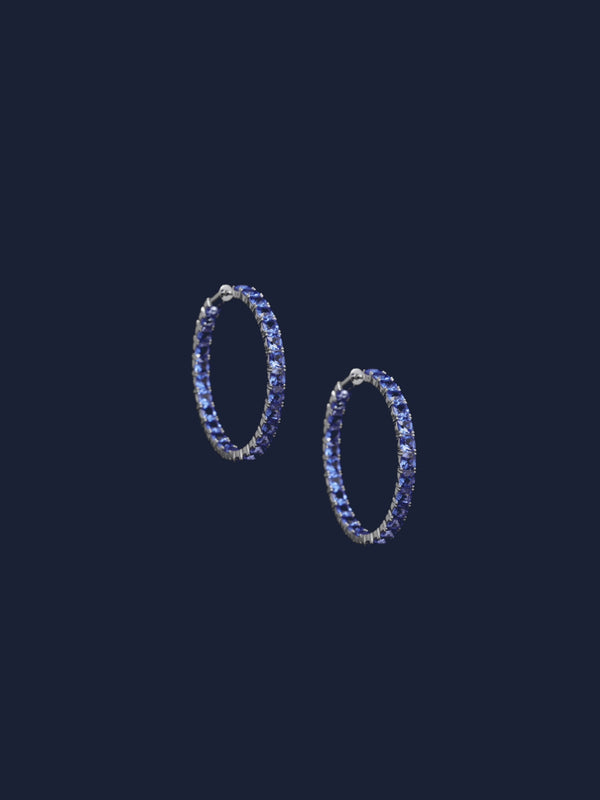 Large Blue Square Hoop Earrings